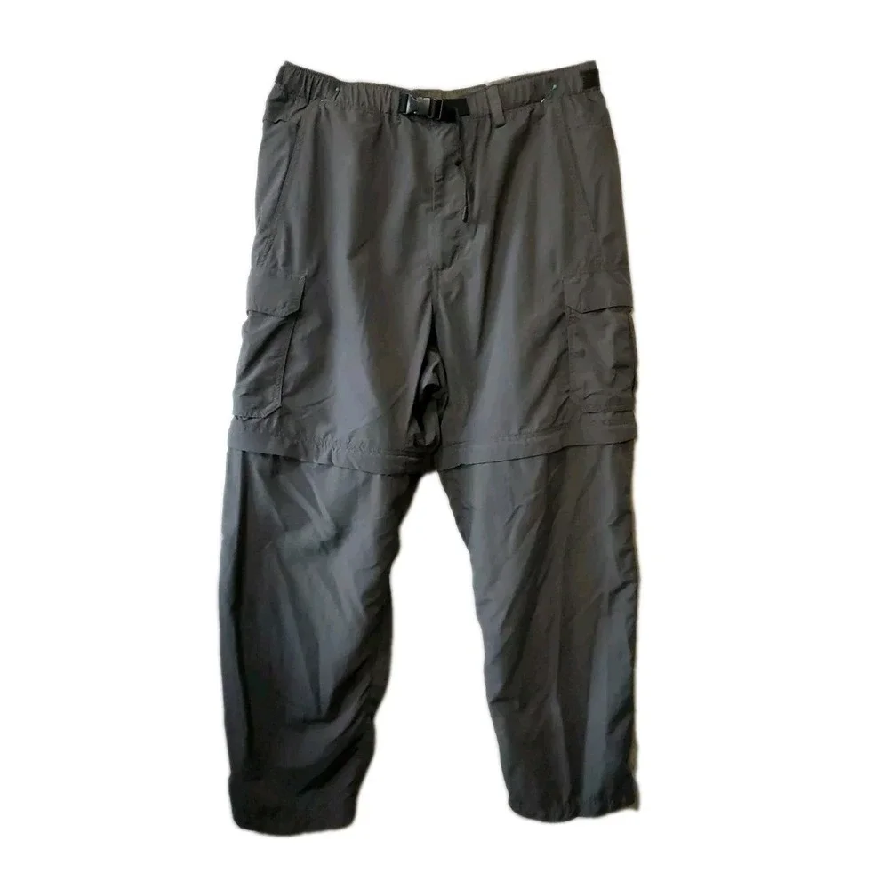 Rei Co-op Pants Mens L Green Cargo Pockets Convertible Hiking 32Wx29L Zip Off